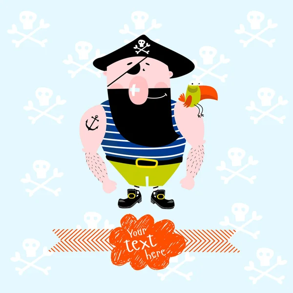 Feliz pirata con loro — Vector de stock