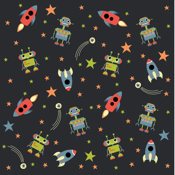 Background with robots in space — Stock Vector