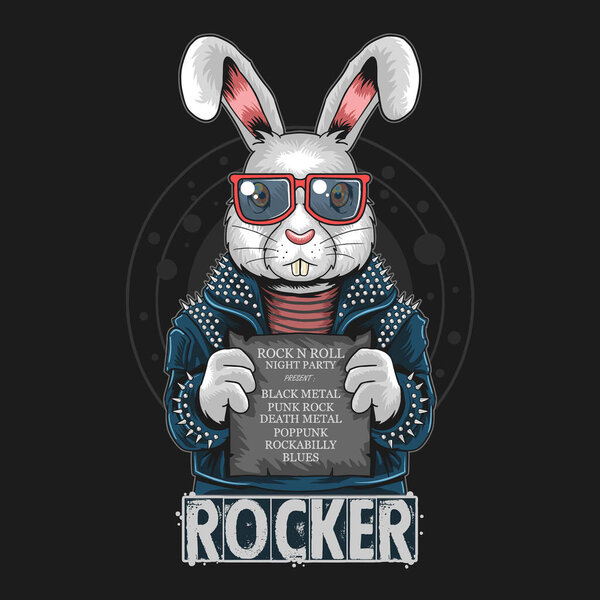 rabbit rock n roll bunny artwork vector
