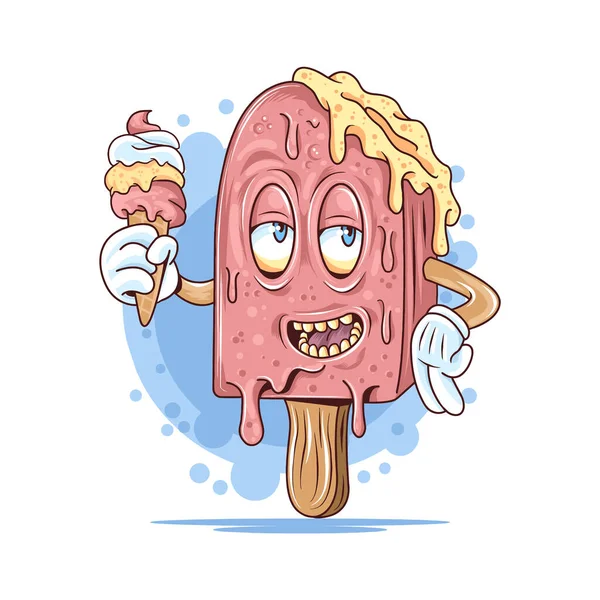 Helado Dibujos Animados Lindo Vector Obras Arte — Vector de stock