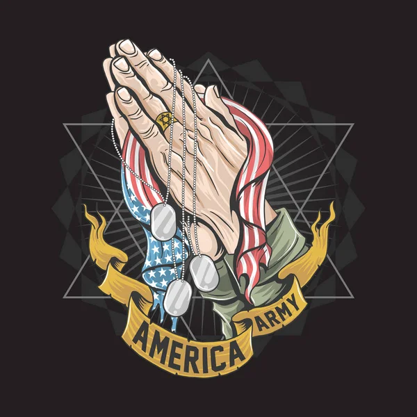 Veteran Hand Hålla Amerika Flagga Konstverk Vektor — Stock vektor