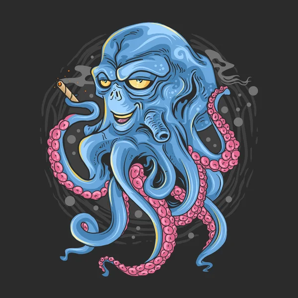 Pulpo Con Cara Tentáculos Alienígenas Monstruo — Vector de stock