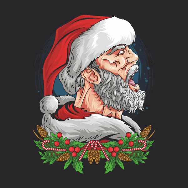 Noel Baba kızgın ama havalı bir yüz vektörüyle bağırdı.