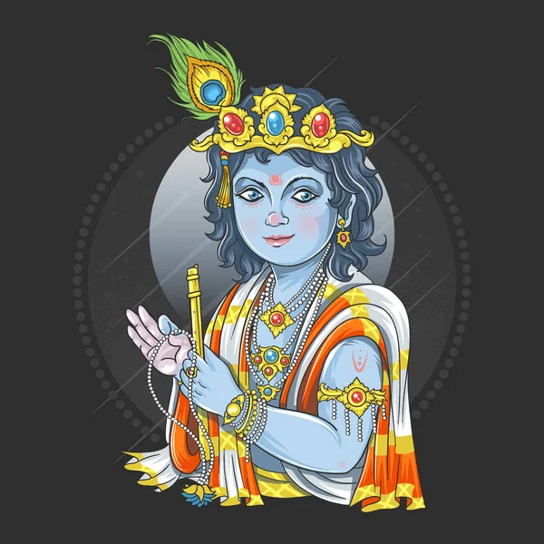 Krishna Vishnu Dios Avatar Arte Vector — Archivo Imágenes Vectoriales