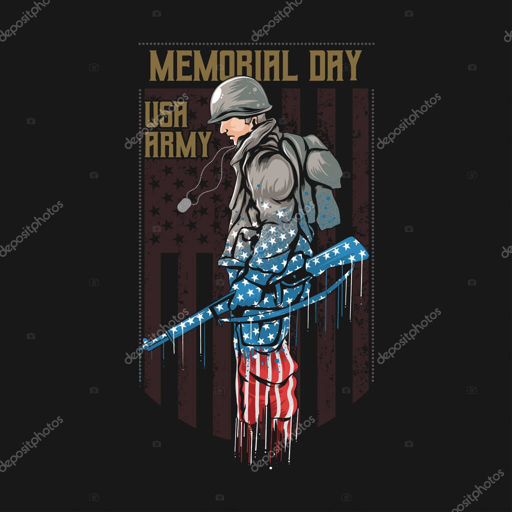 Usa soldier army america flag