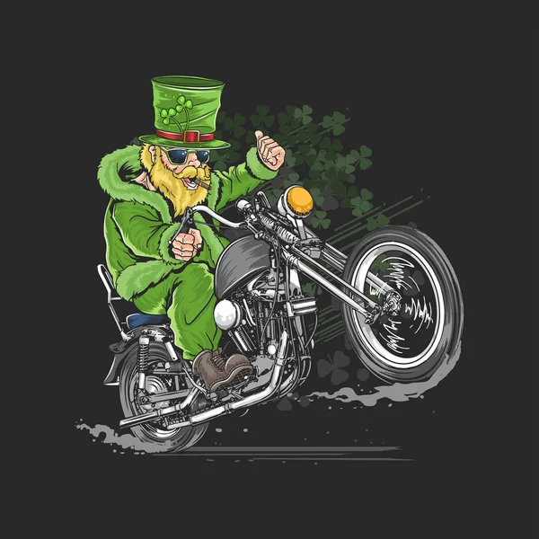 Patricks Day Motorcycle Biker Rider Artist Vector Editable Layers — 스톡 벡터