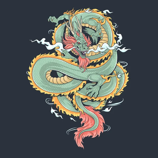 Dragon Qui Semble Féroce Cool Vecteur Avec Des Couches Modifiables — Image vectorielle