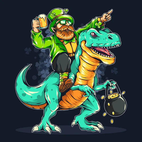 Patrick Day Baardman Een Dinosaurus — Stockvector