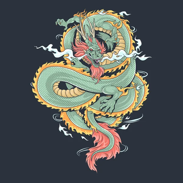 Dragon Qui Semble Féroce Cool Vecteur — Image vectorielle