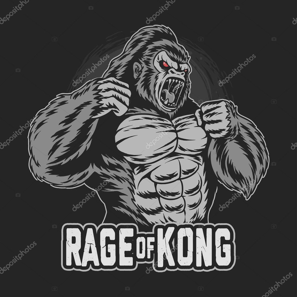 Gorilla kong gets angry and screams artwork vector