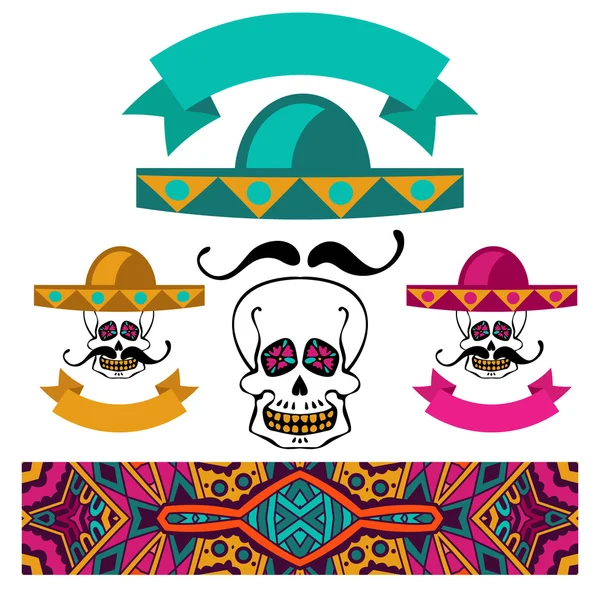 Abstrakte ethnische festliche mexikanische Symbolset — Stockvektor