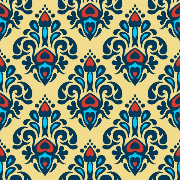 Damassé coloré motif floral sans couture — Image vectorielle