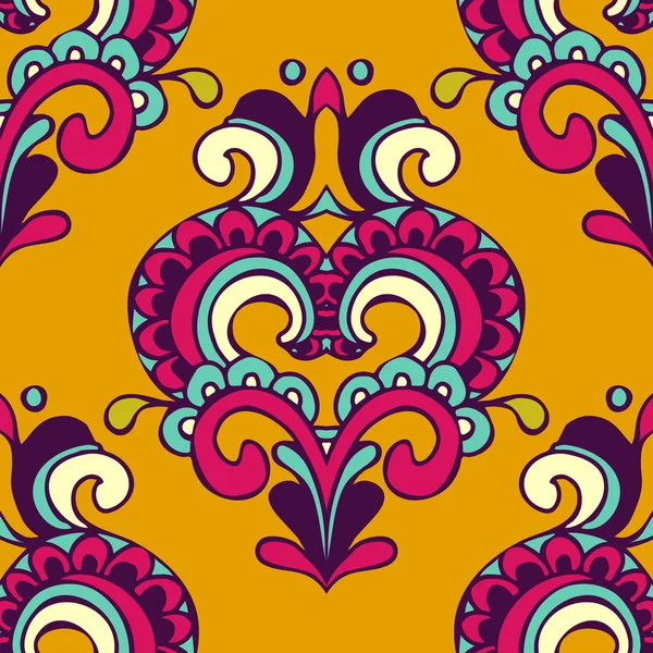 Damas vecteur doodle jaune motif sans couture — Image vectorielle