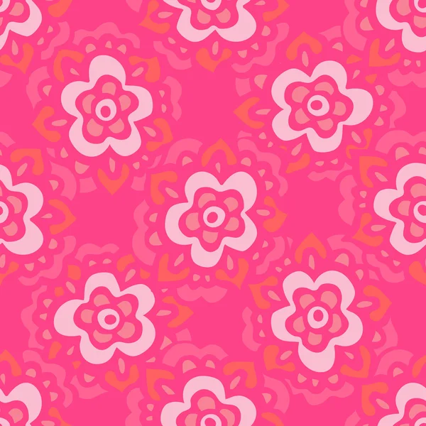 可爱的粉红色的无缝的花的图案 — 图库矢量图片