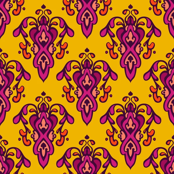ダマスク織お祝い黄色抽象的なシームレス パターン — ストックベクタ