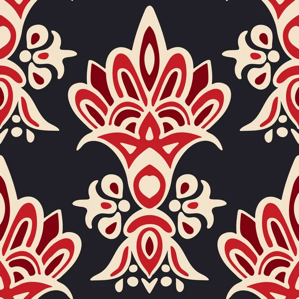 Mignon sans couture motif damassé floral fond vectoriel — Image vectorielle