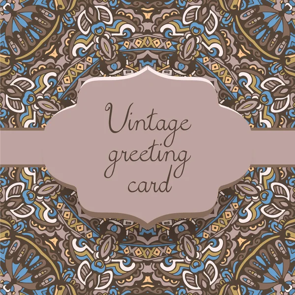 Modelo de cartão ornamental vintage étnico . —  Vetores de Stock