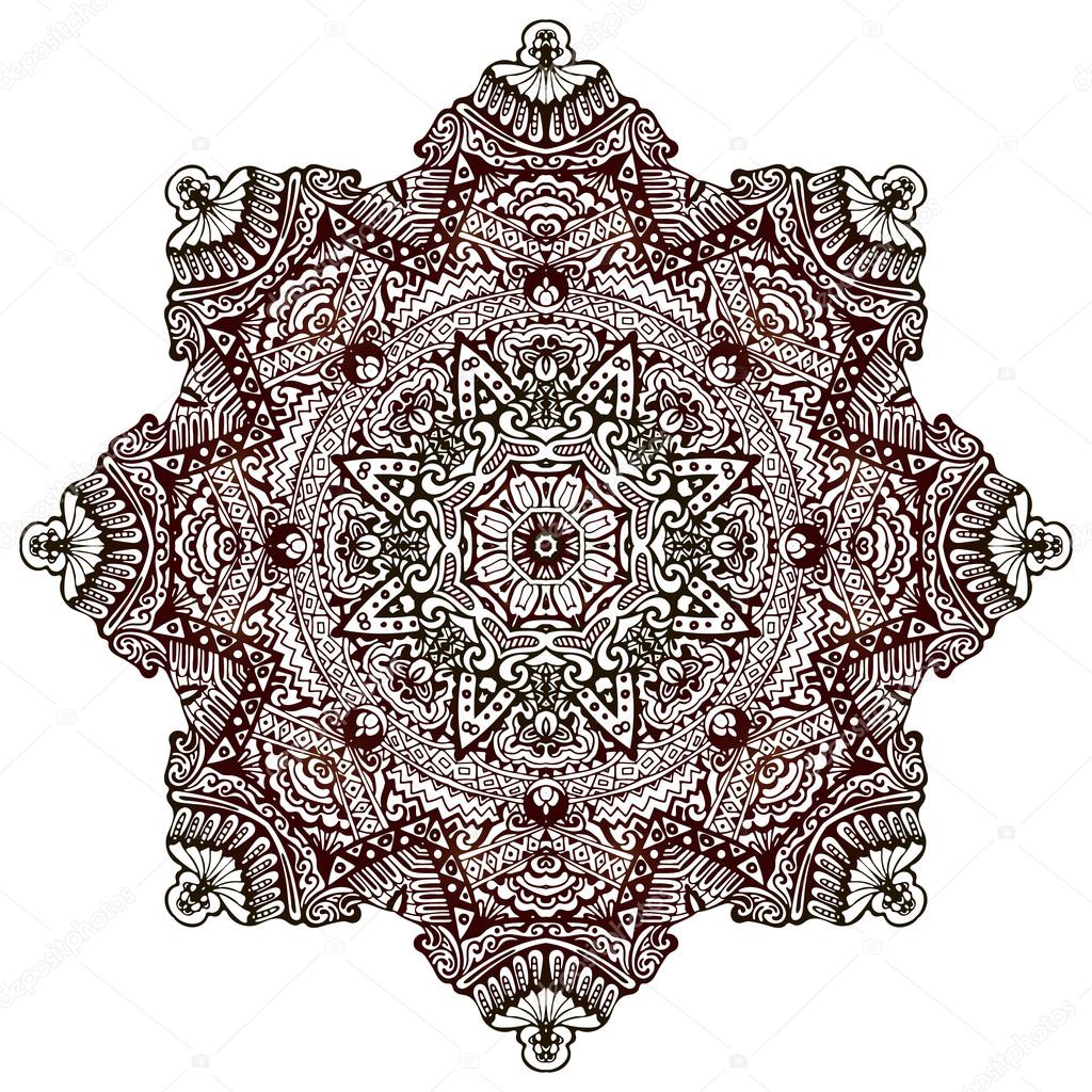 vettore di mandala di disegno del tatuaggio del henn¨ — Vettoriali Vettore di mandala disegno del tatuaggio del henn¨ Astratto folk etnico mano doodle disegnato fioritura ornamentale segno migliore per libro da colorare