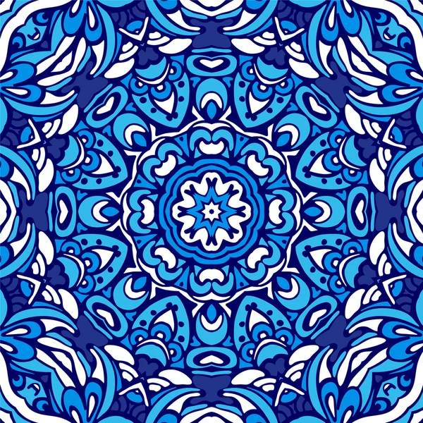 Blue seamless ornamental vector pattern — Stock Vector