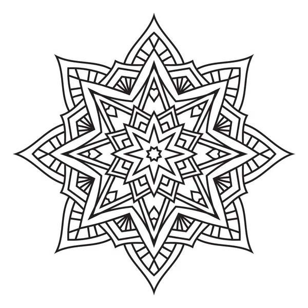 Vector Filigraan Mandala Ontwerp Voor Knippen Kleuren Wintersneeuwvlokken Decoratie Lijnkunst — Stockvector