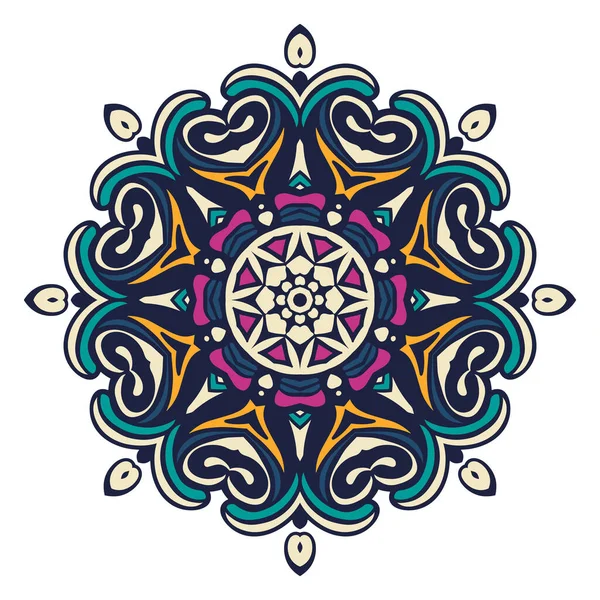 Mandala Garabato Dibujado Mano Vectorial Mandala Étnico Con Adorno Colorido — Archivo Imágenes Vectoriales