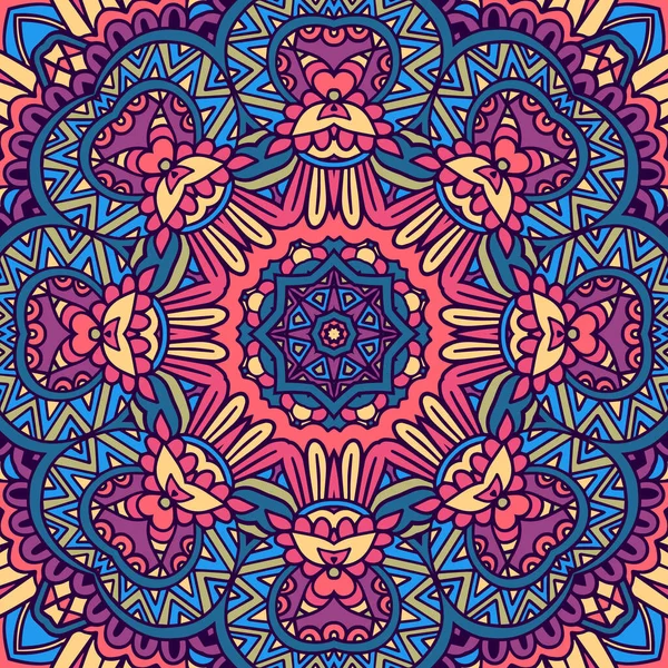 Mandala Festival Etnico Arte Modello Senza Soluzione Continuità Stampa Geometrica — Vettoriale Stock