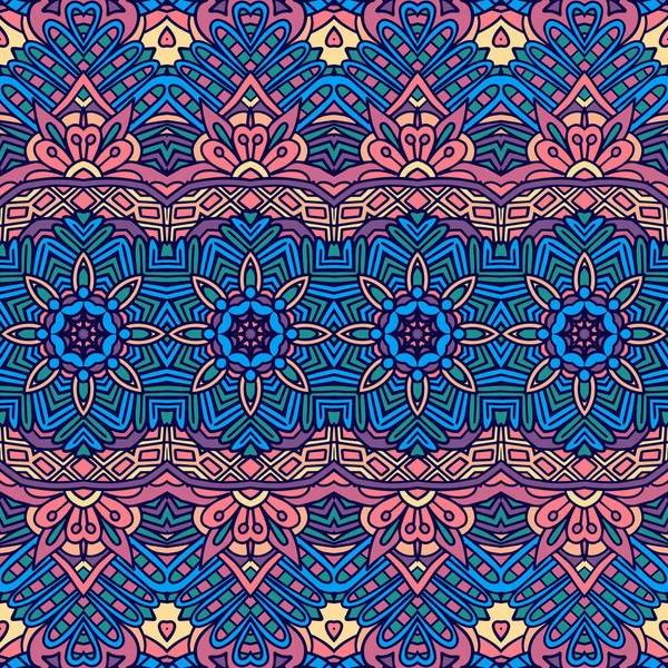 Resumen Tribal Vintage Indio Textil Étnico Sin Costura Patrón Ornamental — Vector de stock