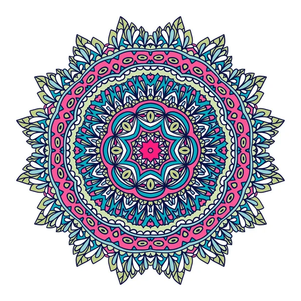 Géométrique Art Populaire Mandala Floral Design Ornement Élément Élégant — Image vectorielle