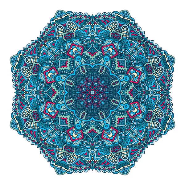 Mandala Doodle Fantasia Fiore Decorato Sfondo Astratto Geometrico Piastrellato Boho — Vettoriale Stock
