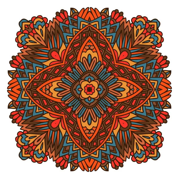 Geometryczne Sztuki Ludowej Mandala Kwiatowy Design Ozdoba Stylowy Element — Wektor stockowy