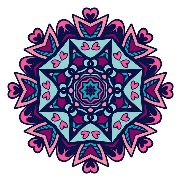 Vector Hand Getekend Doodle Mandala Etnische Mandala Met Kleurrijke Ornament Stockvector