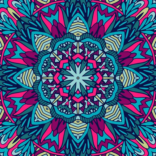 Abstrato Festivo Colorido Floral Vetor Mandala Étnico Padrão Tribal — Vetor de Stock