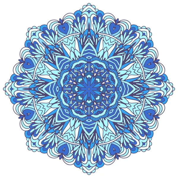 Mándala Geométrico Étnico Azul Invierno Abstracto Lindo Copo Nieve Estilo — Archivo Imágenes Vectoriales
