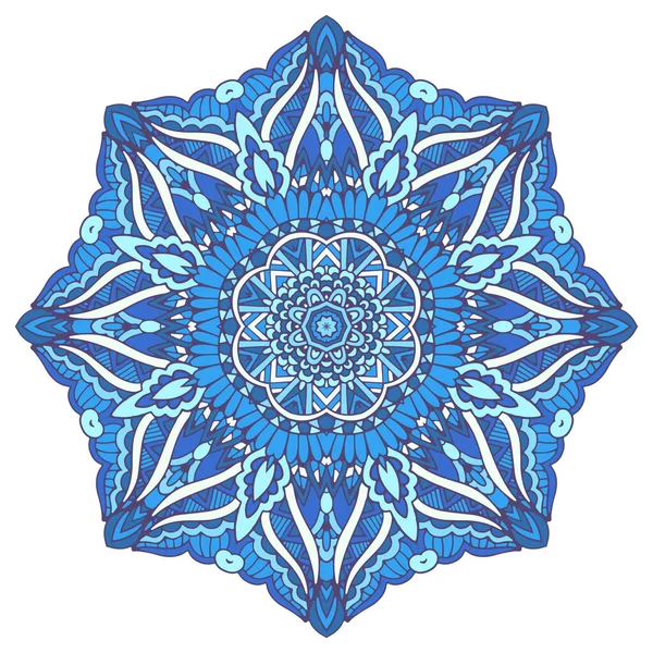 Mandala Ilustración Arabesca Con Copo Nieve Estilizado Fondo Azul Invierno — Archivo Imágenes Vectoriales
