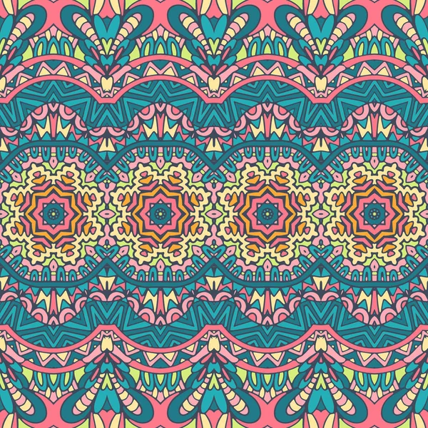 Padrão Festivo Tribal Étnico Floral Para Tecido Abstrato Geométrico Colorido — Vetor de Stock