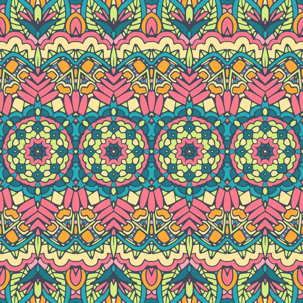 Vector Naadloos Patroon Etnische Tribale Geometrische Psychedelische Kleurrijke Print Met — Stockvector