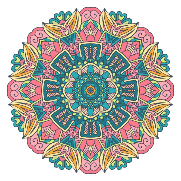 Mandala Doodle Líneas Decoradas Fondo Abstracto Geométrico Azulejos Boho Étnico — Archivo Imágenes Vectoriales