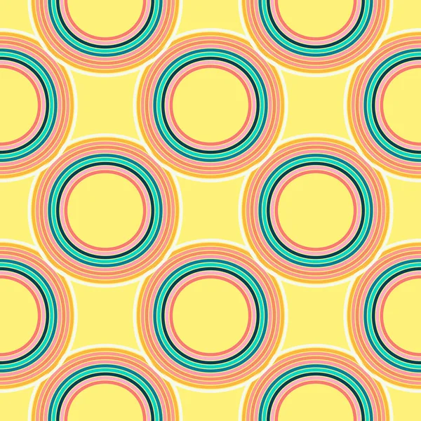 黄色の円抽象的な幾何学的なシームレスパターン — ストックベクタ