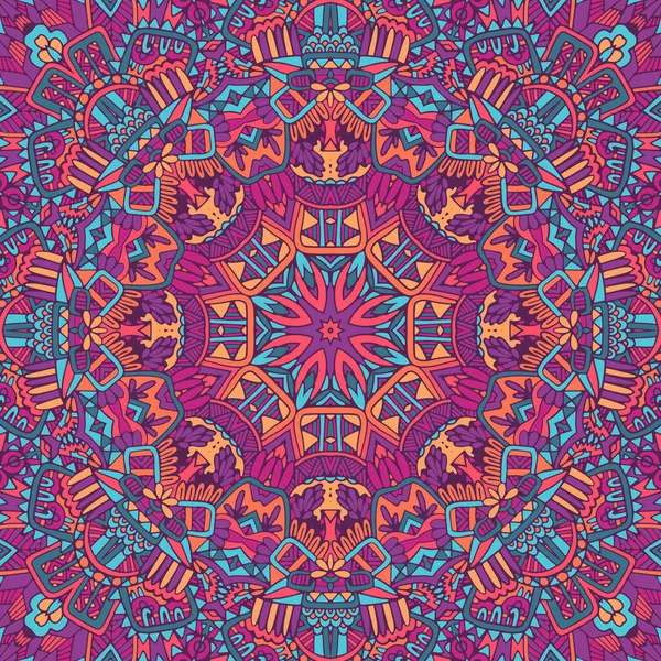 Festive Coloré Tribal Ethnique Sans Couture Vecteur Motif Ornemental Psychédélique — Image vectorielle