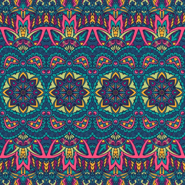 Astratto Boho Luminoso Motivo Festivo Tessuto Dodle Geometrico Colorato Modello — Vettoriale Stock