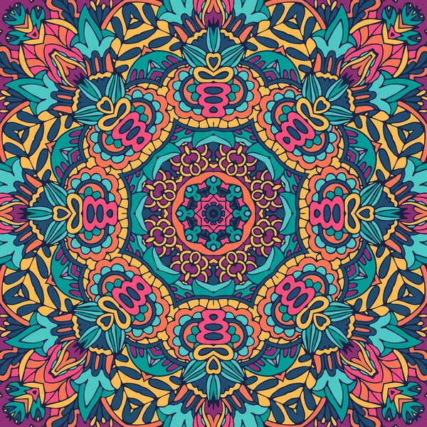 Vector Seamless Pattern Intricate Mandala Pattern Ethnic Design Colorful Medallion — Stock Vector