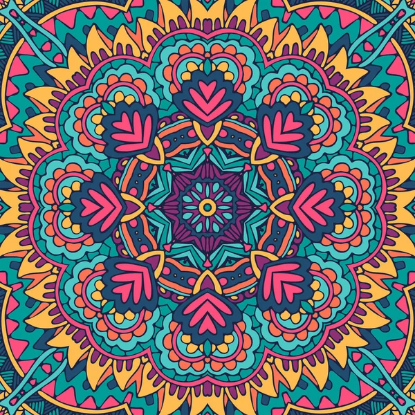 Rengarenk Mandala Sanat Deseni Geometrik Madalyon Karalama Boho Tarzı Süsler — Stok Vektör