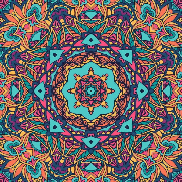 Patrón Sin Costura Vectorial Garabato Arte Mandala Diseño Étnico Con — Vector de stock