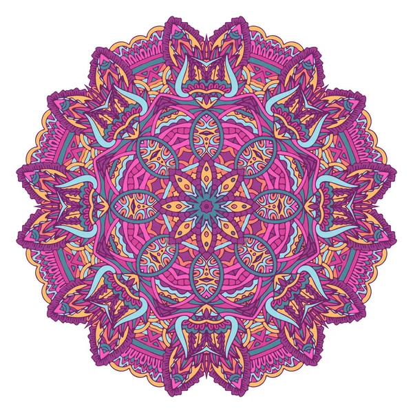 Mandala Ornamentmotief Abstract Geometrisch Ontwerp Vector Boho Psychdedlic Kleuren Print Rechtenvrije Stockvectors
