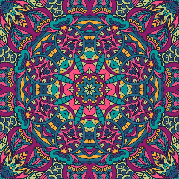 Mandala Asiatique Motif Sans Couture Art Floral Coloré Abstrait Avec — Image vectorielle