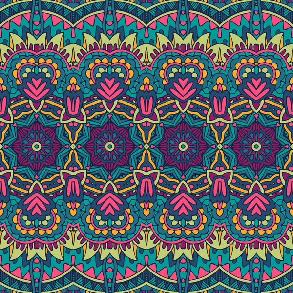 Design Textile Imprimé Ethnique Détaillé Avec Motif Psychédélique — Image vectorielle