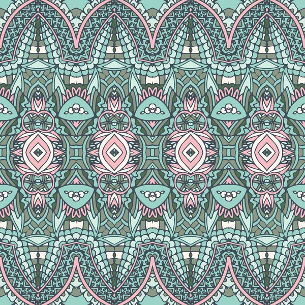 抽象幾何学的なAztecスタイルの装飾繊維デザイン 民族のシームレスなパターン 三角形と菱形のベクトルヴィンテージアートの背景 — ストックベクタ