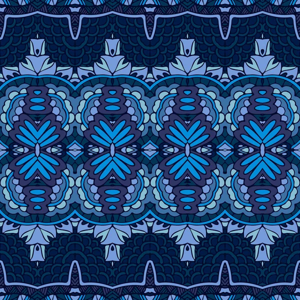 Dark Blue Abstract Geometric Ethnic Seamless Pattern Ornamental Decorative Doodle — Stock Vector
