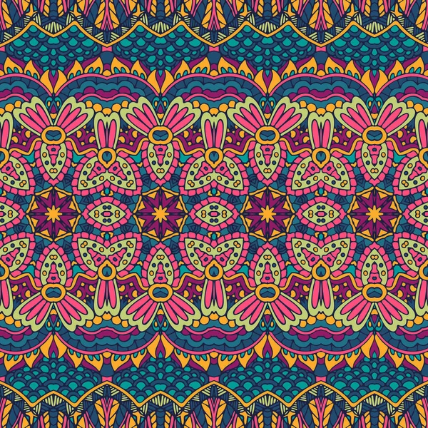 Modèle Sans Couture Vectoriel Doodle Coloré Indien Psychédélique Imprimé Tissu — Image vectorielle