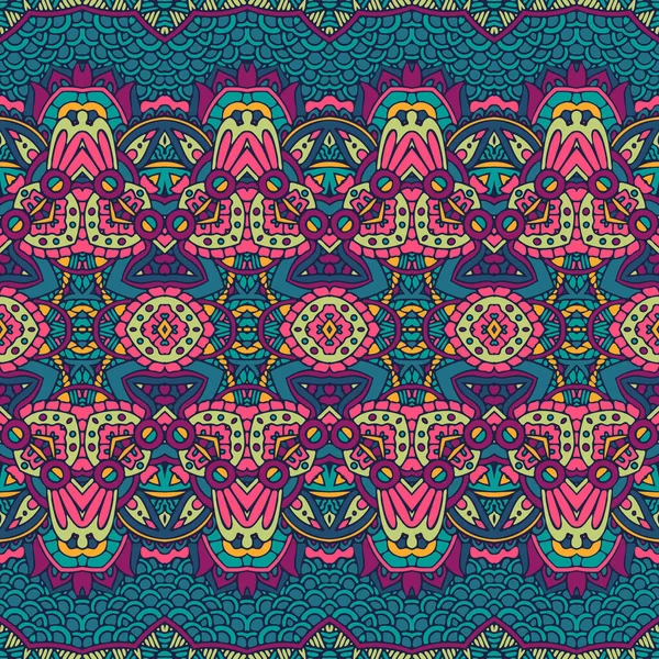 Resumen Tribal Vintage Indio Textil Étnico Sin Costura Patrón Ornamental — Vector de stock